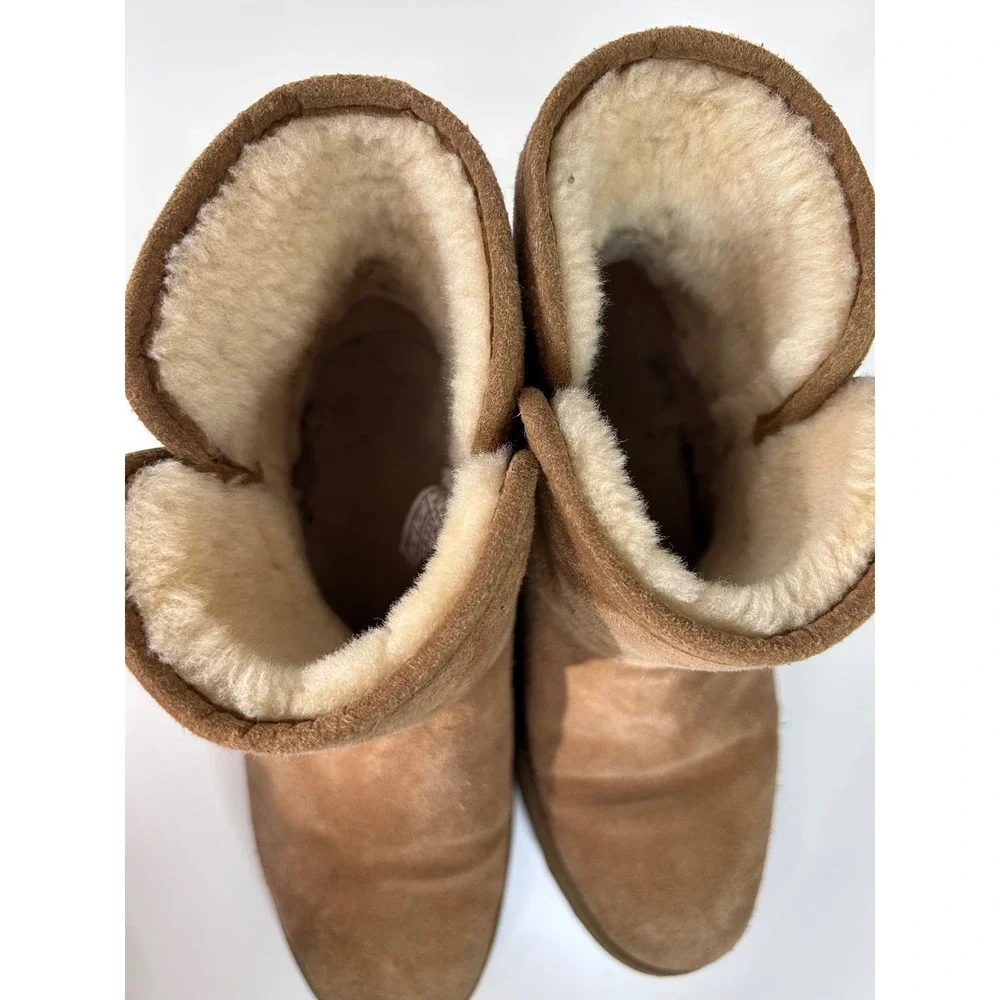 UGG Amie Boots‎ Womens 6 Chestnut Good Suede Shearling Mid Calf 1012497